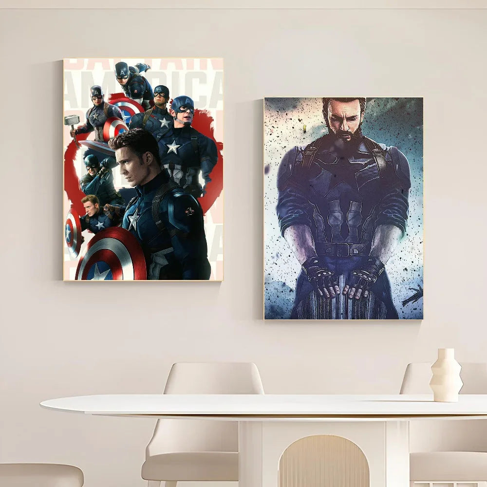 Marvel Movie Captain America Wall Art Posters Retro Style Modern Home Decor Canvas Painting Picture Prints Artwork Mural Print