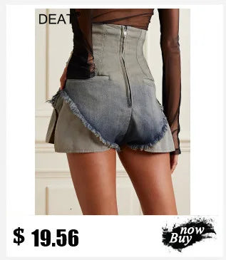 DEAT Fashion Splicing Silhouette Curved Jeans Women's High Waist Loose Wide Leg Denim Pants Autumn New 7A1005