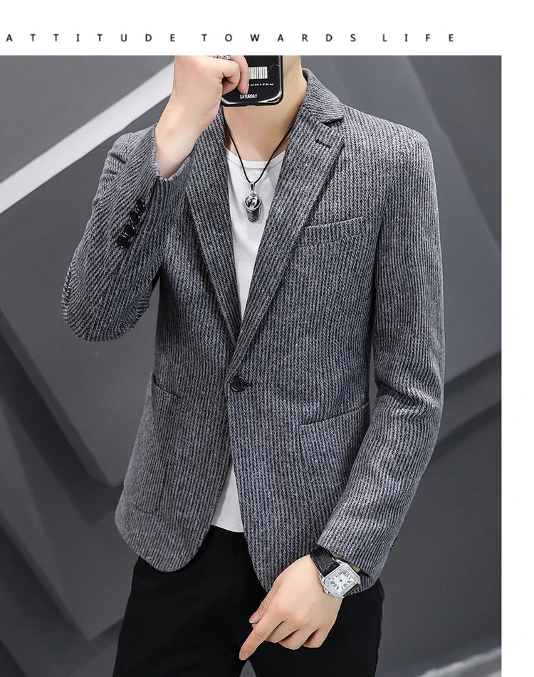 Nouveau Blazer pour homme mode Gentleman slim laine