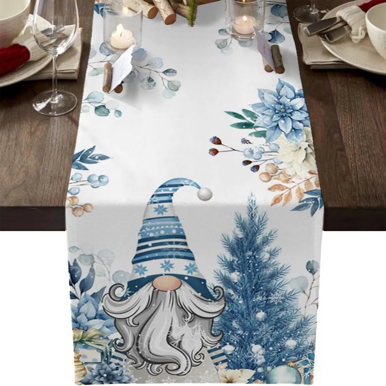 Santa Claus Table Runner Living Room and Bedroom Backdrop Decoration Fabric, Christmas Home Soft Decoration