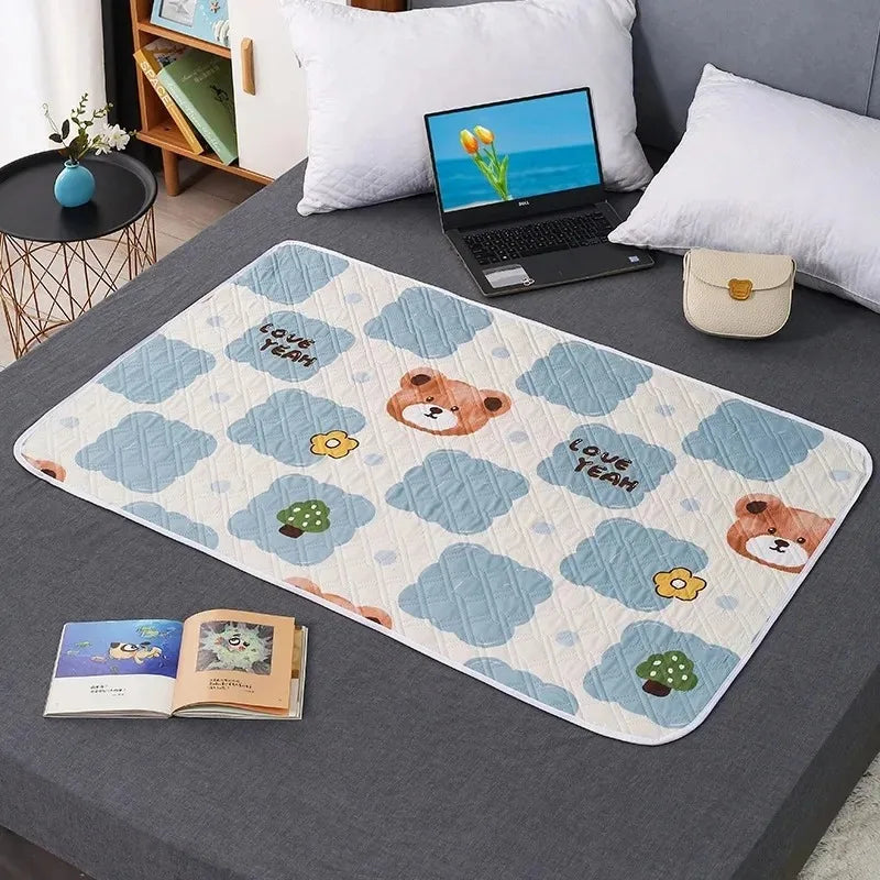 Newborn Cartoon Urine Pad Portable Cute Double Sided Bed Mat Waterproof Washable Diaper Changing Pad Children Diaper Products