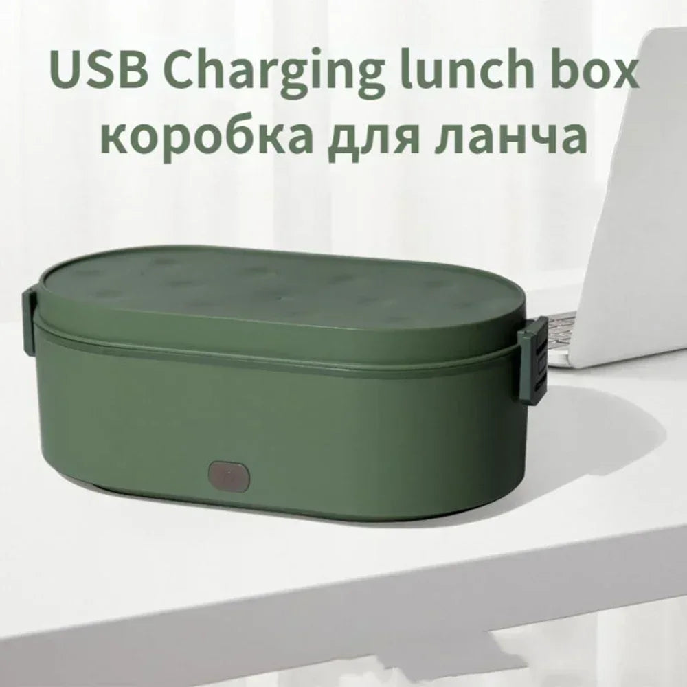 Electric Mini Lunch Box USB Charging Food Heater Container Car Home Travel Portable Rice Cooker Warmer Stainless Steel Bento Box