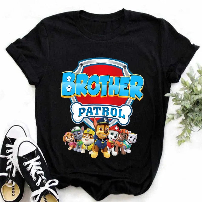 Paw Patrol Summer Tops Cotton T-shirt White Shirt Print Women Cartoons Fashion Black Clothes Man Adult Tee Short Sleeve Clothing