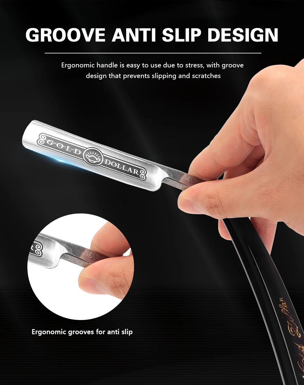 Rasoir droit manuel classique pliant en acier inoxydable