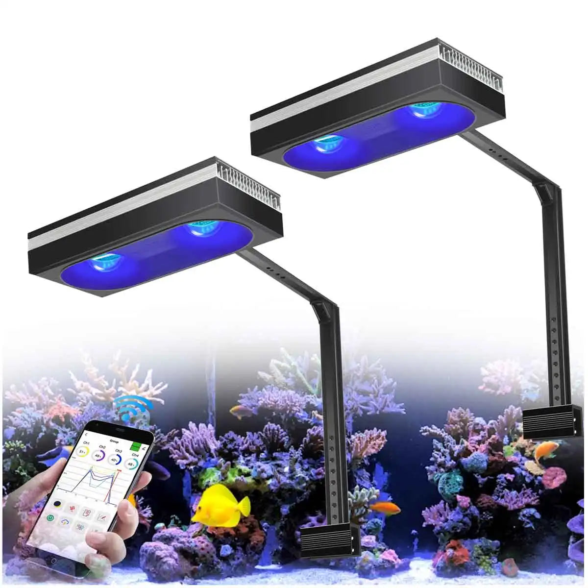 PopBloom RL180 WiFi Led Aquarium Reef Light 180W, Professional Full Spectrum Aquarium Lamp for Reef Coral SPS/LPS Aquarium Tank