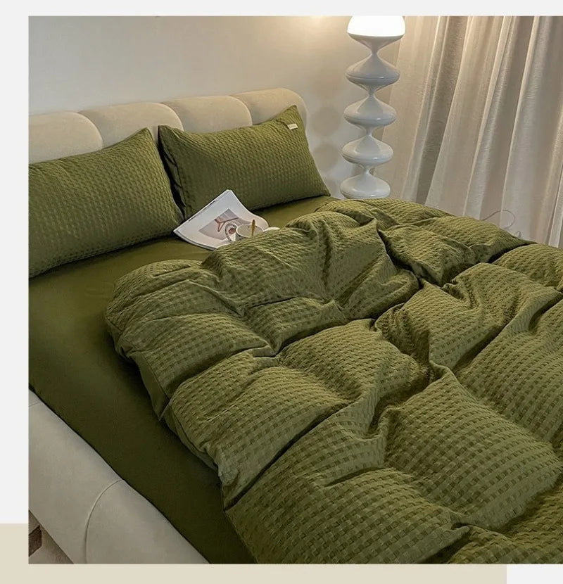 Solid color Duvet Cover set with Pillow Case Bed Sheet Olive Green Quilt Covers Boy Kid Teen Girl Bedding Linens Set King Queen