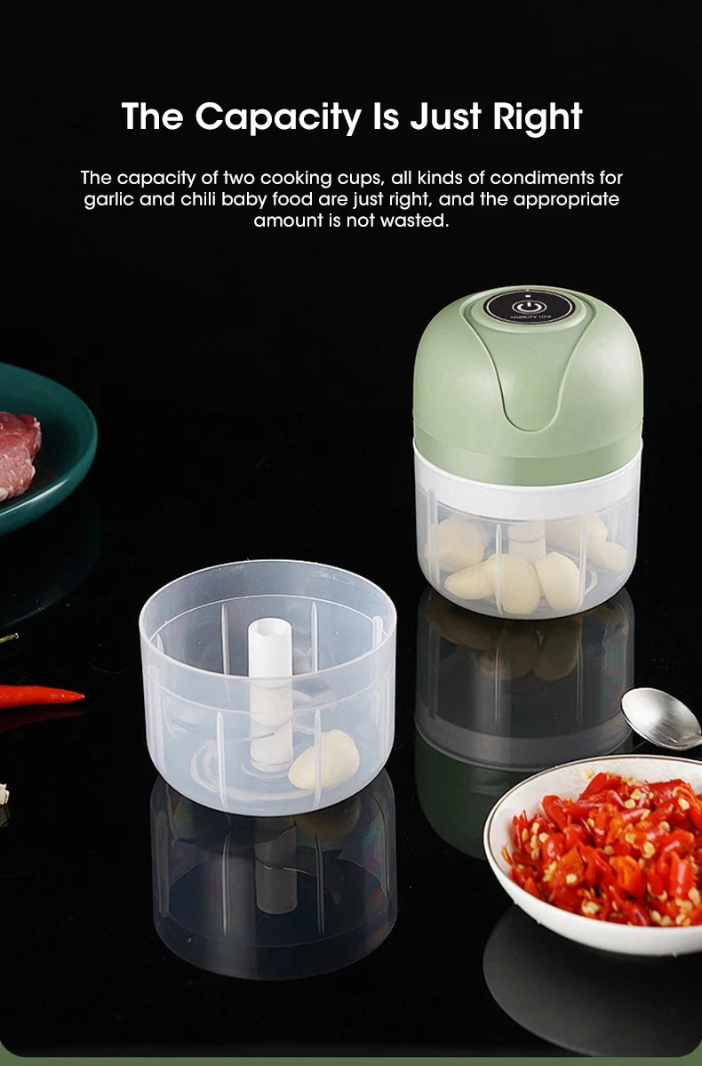 Electric garlic grinder USB garlic puree machine 250ML meat grinder kitchen vegetable grinder food chopper blender