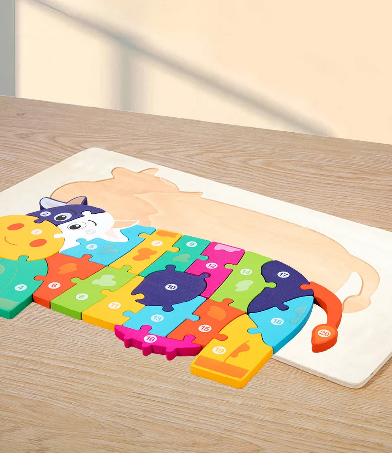 High Quality Large Animal 3D Wooden Puzzle Baby Cartoon Animal Jigsaw Early Learning Cognition Game Puzzle Toys for Children