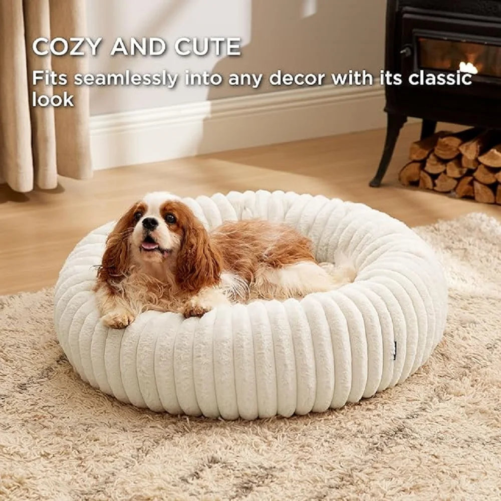 50-90cm Round Pet Bed Imitation rabbit fur for Dog Bed Super Soft Cat Bed Long Plush Dog House with Anti Slip Bottom for Cat Dog