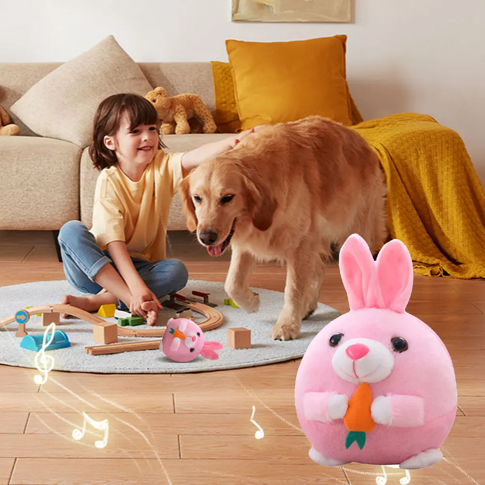 USB Rechargeable Electronic Pet Dog Toy Ball Pet Toy Singing Talking Interactive Ball Dog Plush Bouncing Jump Ball for Gift