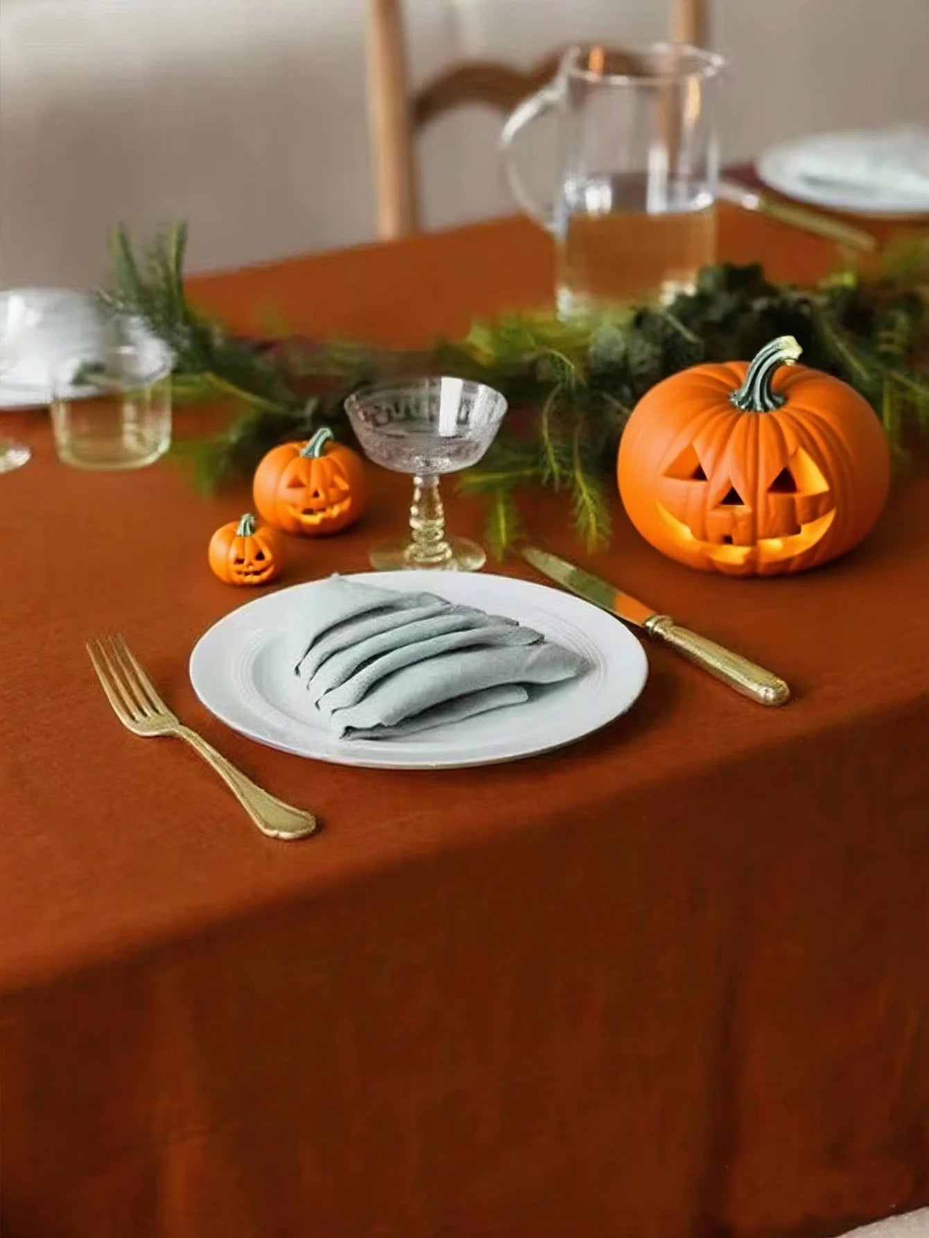 Halloween orange tablecloth dining table square picnic cloth coffee table round table long dining table daily home decoration