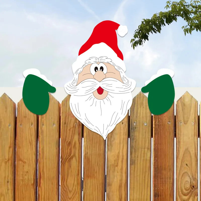 Christmas Fence Wooden Signboard Santa Claus Reindeer Snowman Grinch Decoration Courtyard Garden Handmade