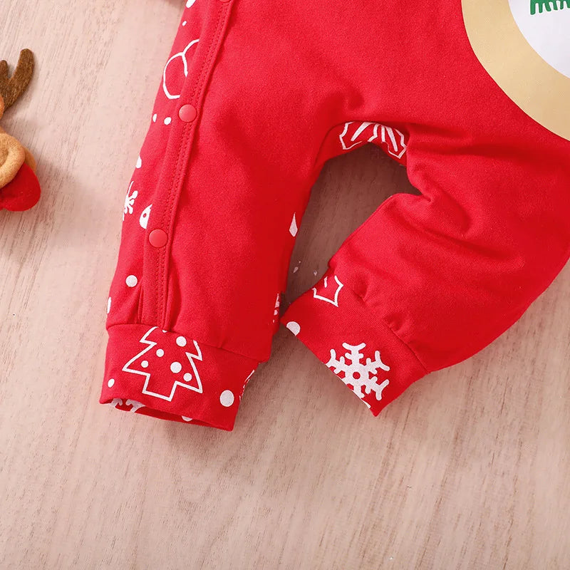 Prowow Baby Christmas Clothes 2025 Cartoon Pattern Green Romper Xmas Jumpsuit For Kids Newborn New Year Baby Costume Boy Girls