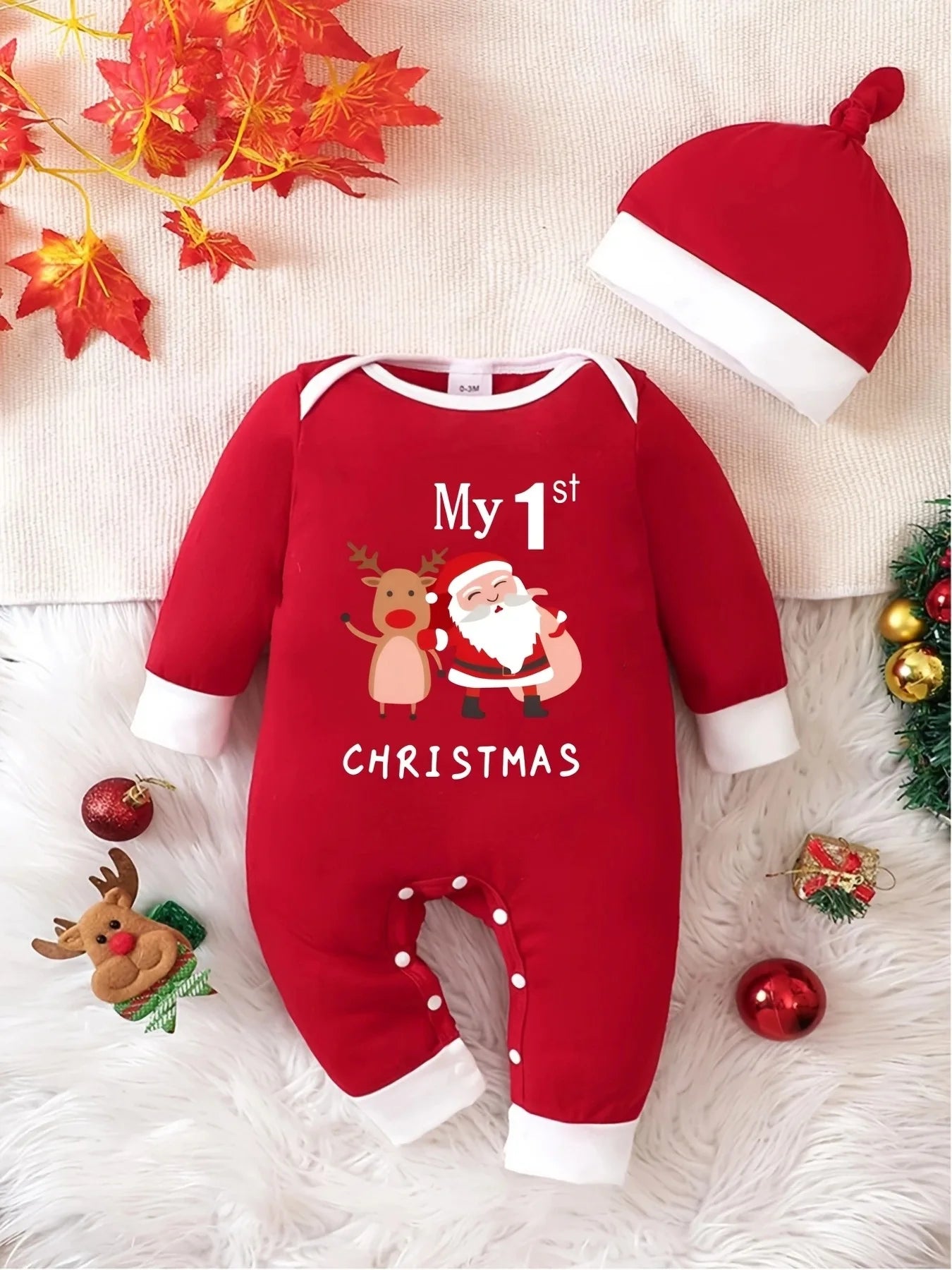 Prowow Baby Christmas Clothes 2025 Cartoon Pattern Green Romper Xmas Jumpsuit For Kids Newborn New Year Baby Costume Boy Girls