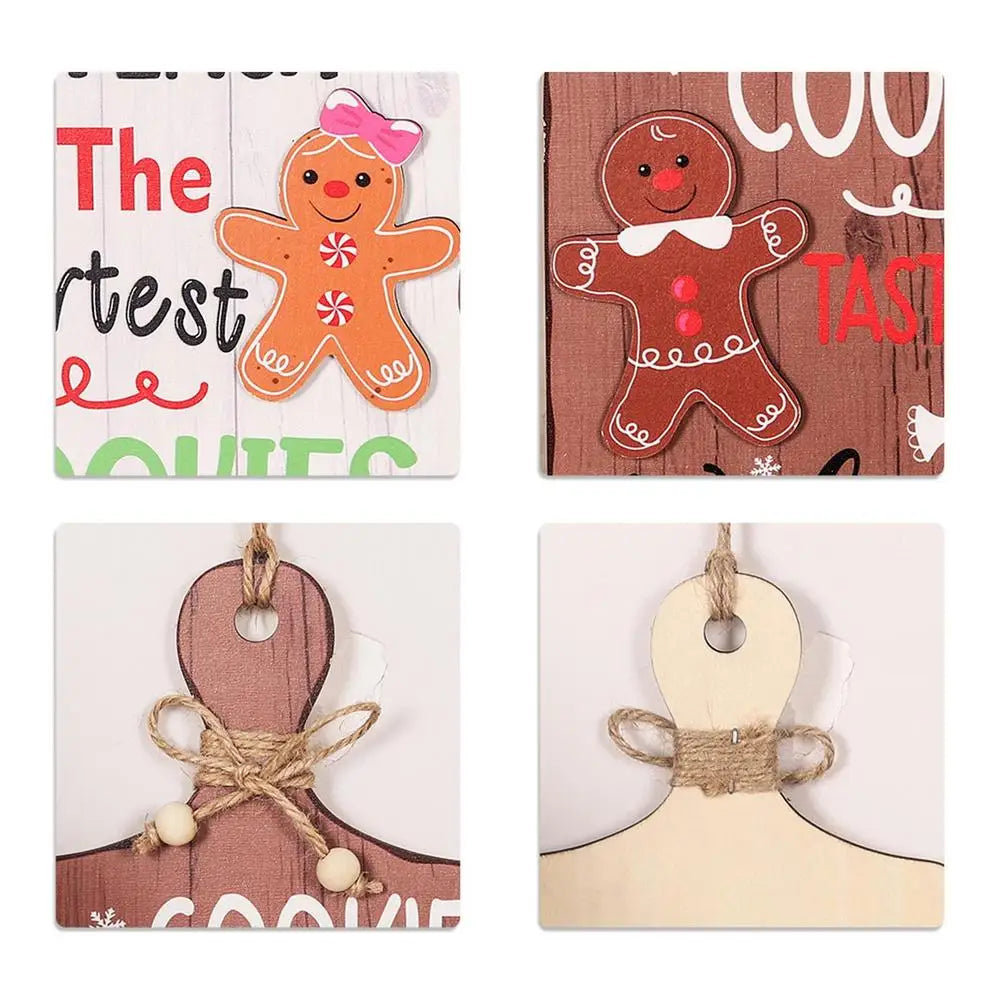 Christmas Gingerbread Man Wooden Ornaments Christmas Tree Gingerbread Decor Christmas Gingerbread Hangings Sign Welcome Front