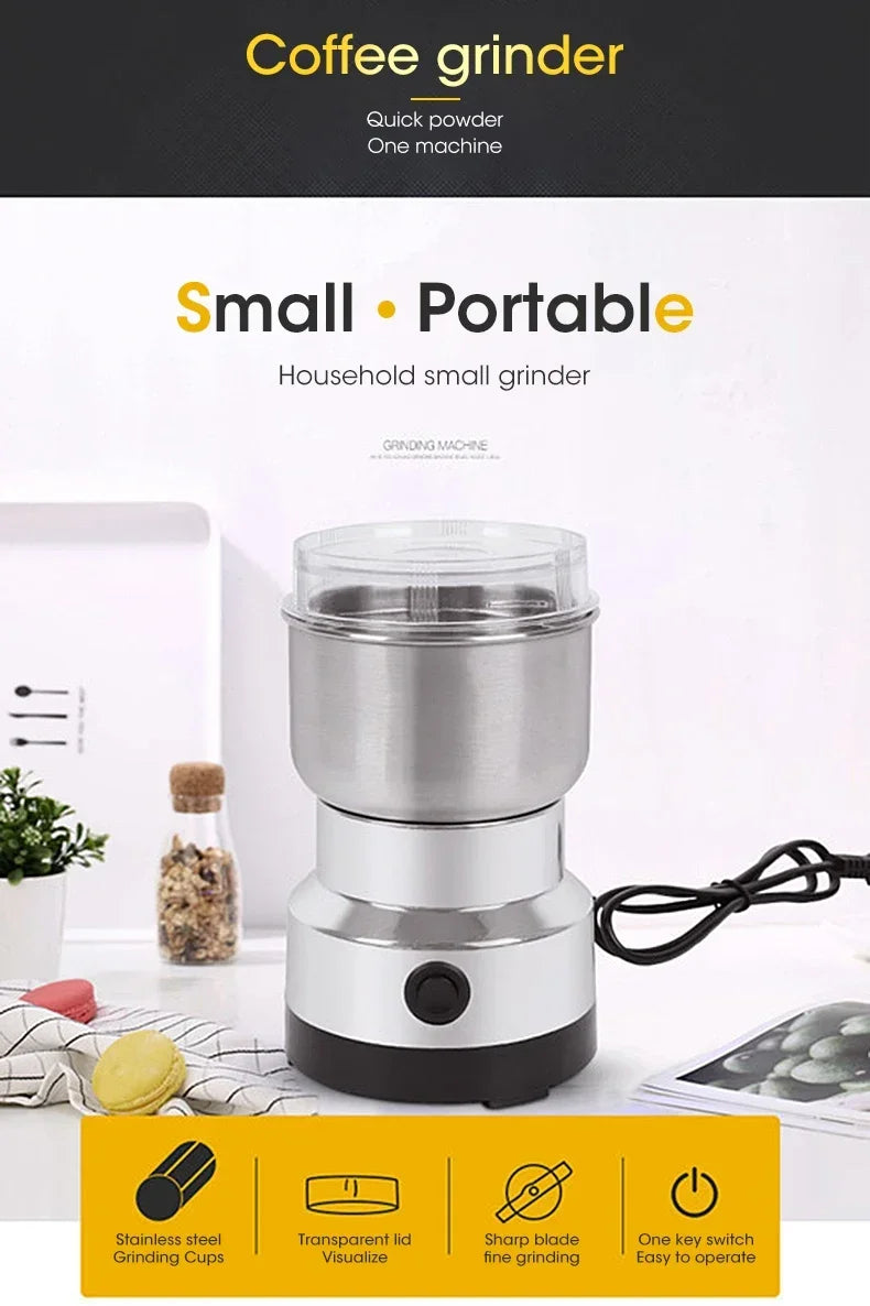 Mini Electric Grinder 300ml Ultrafine Pulverizer for Baby Food Coffee Spice Pepper Grain Mill with 2/4 Blades for Household Use