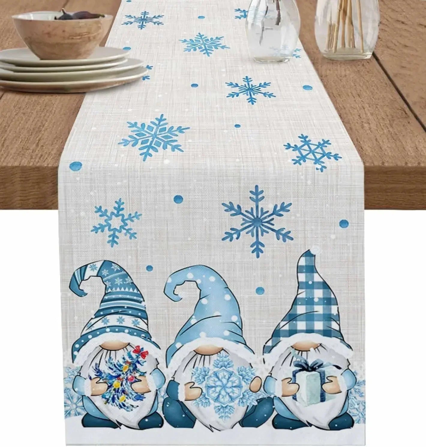 Santa Claus Table Runner Living Room and Bedroom Backdrop Decoration Fabric, Christmas Home Soft Decoration