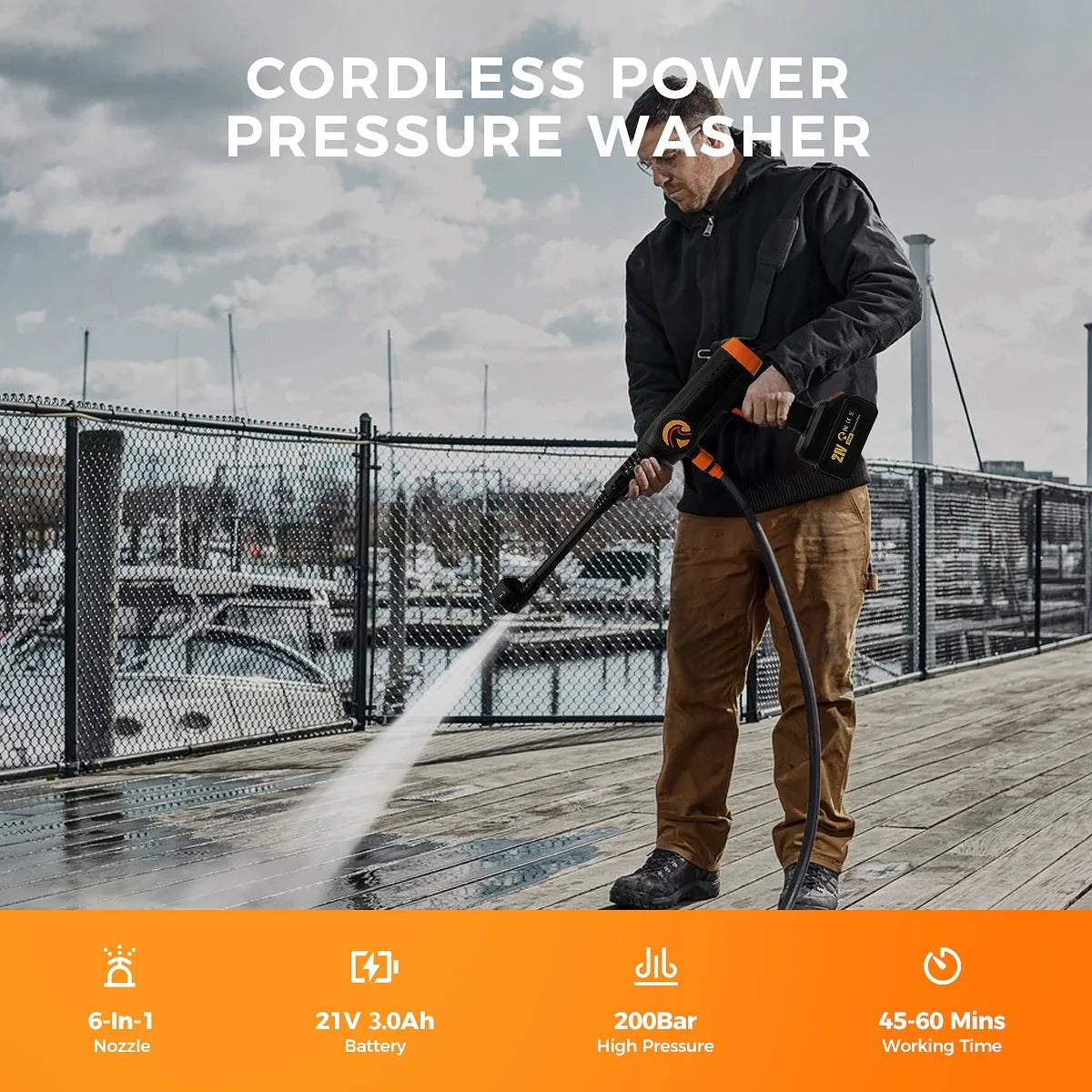 40Bar 3500W Brushed Electric High Pressure Washer 6-in-1 Car Washing Garden Water Spray Gun For Makita 21V Battery