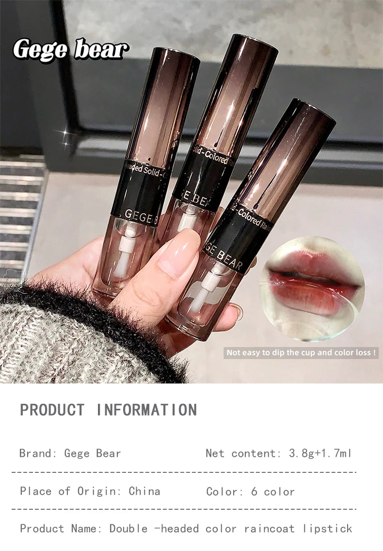 Gege Bear Double-ended Lipstick with Lip Oil for Moisturizing and Hydrating Layered Color-developing Long-lasting Lipstick