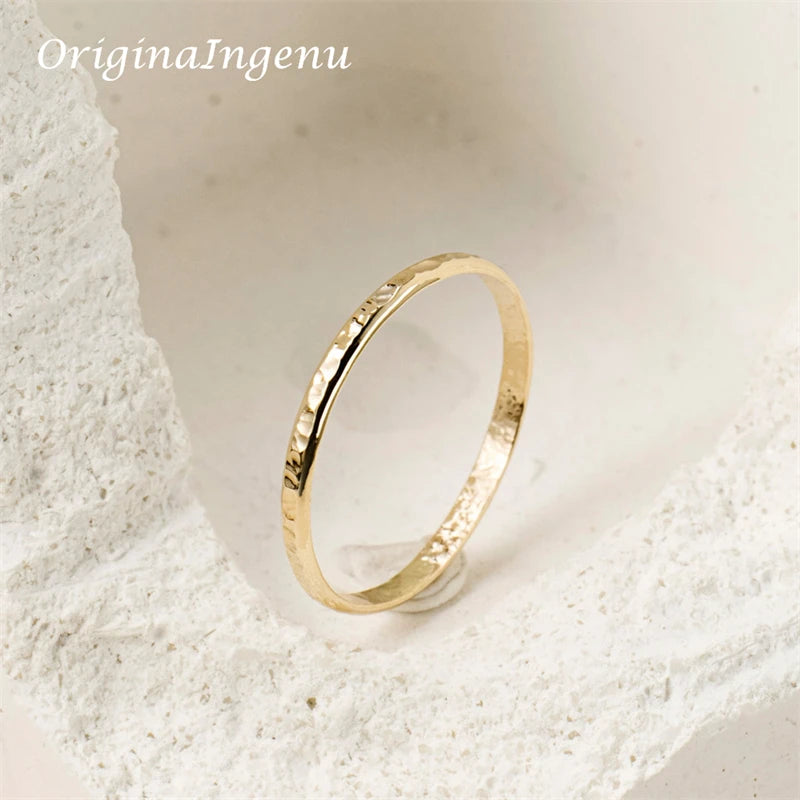 14K Gold Filled Hand Hammered Ring Handmade Band Ring Minimalism Jewelry Ring Dainty Boho waterproof Ring Tarnish Resistant Ring