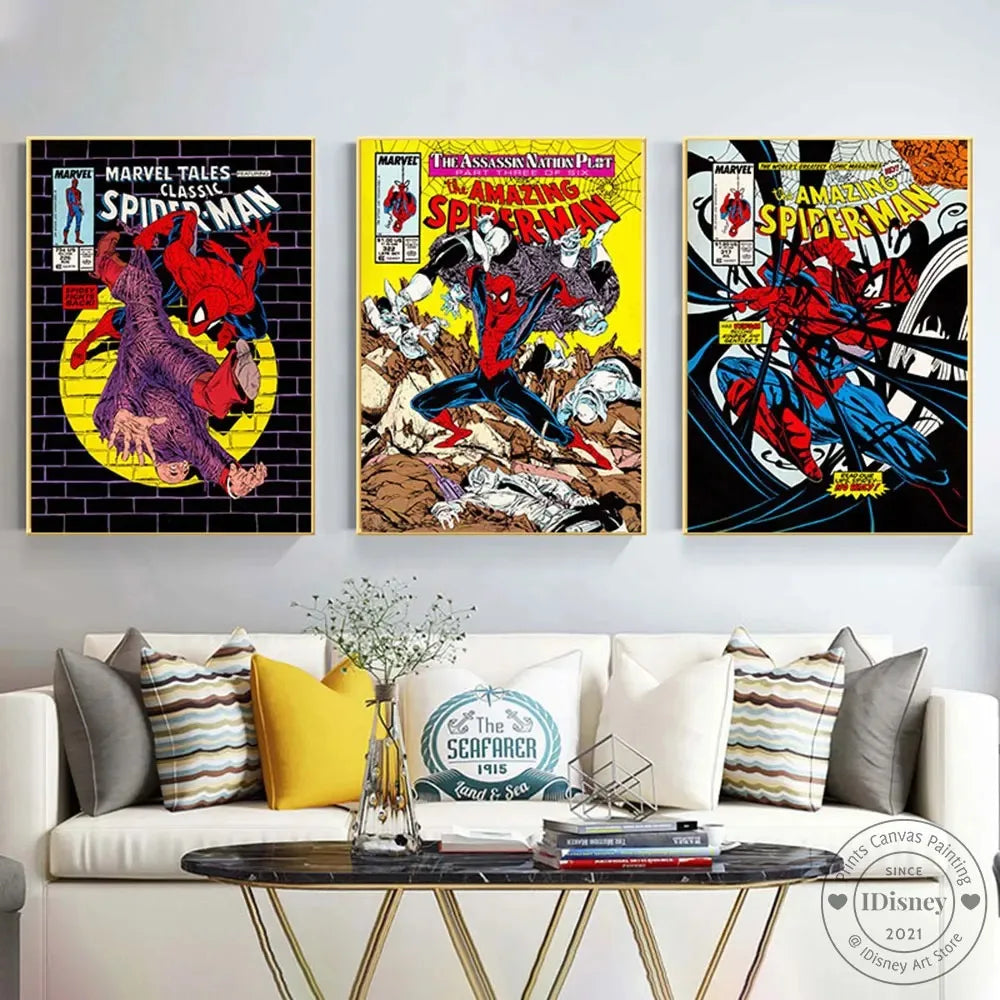 Marvel Vintage Comics Amazing Classic Spiderman Print Wall Art  Amgazine Poster Canvas Paintings Home Decor Pictures Best Gift