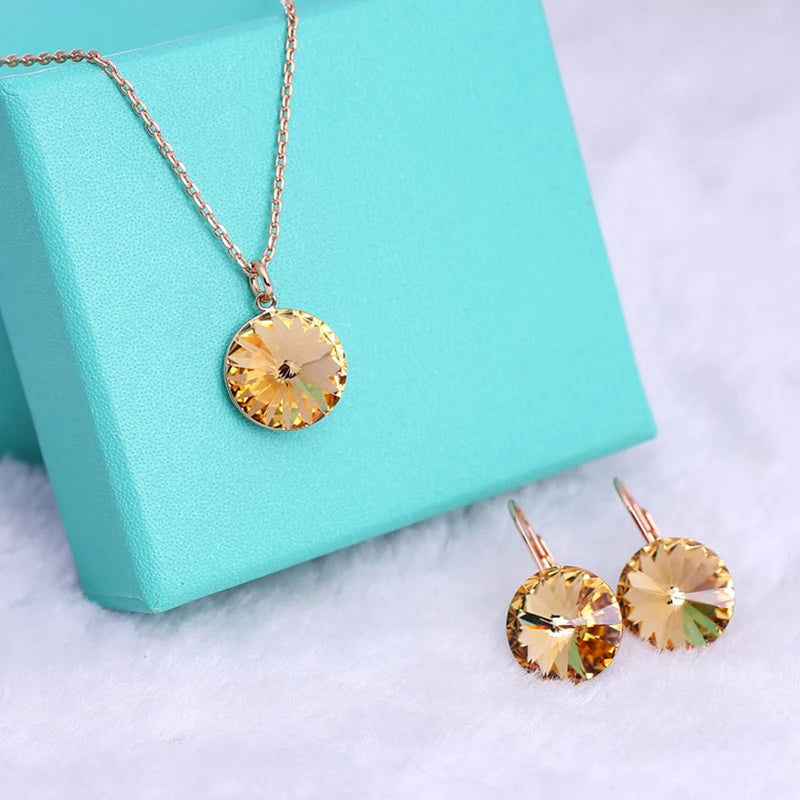 Silver Color Bella Jewelry Sets Crystals from Austria Pendant Necklace Drop Earrings for Women Party Wedding Evening Accessories