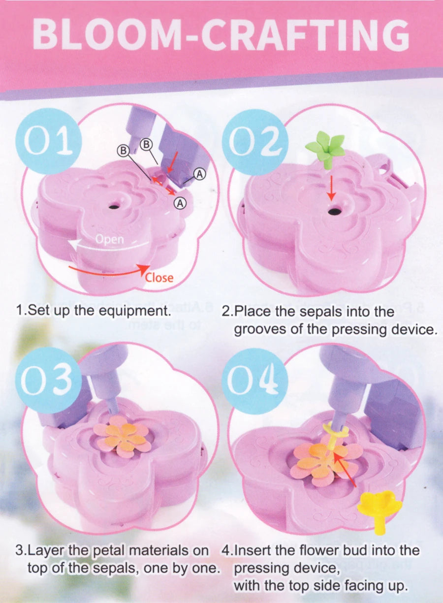 DIY Fabric Flower Bouquets Toys, Flower Bouquets Toy for Girls DIY Flower Make Making Craft Kit Educational Kids Gifts