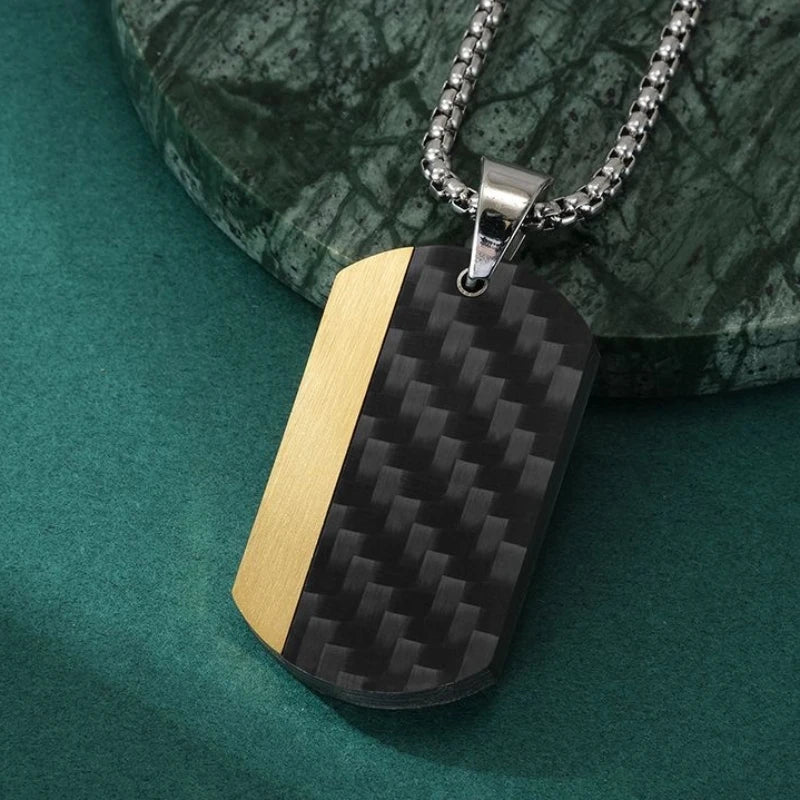 Two-tone Dog Tag Pendent Necklace for Men Stainless Steel Necklace Party Jewelry