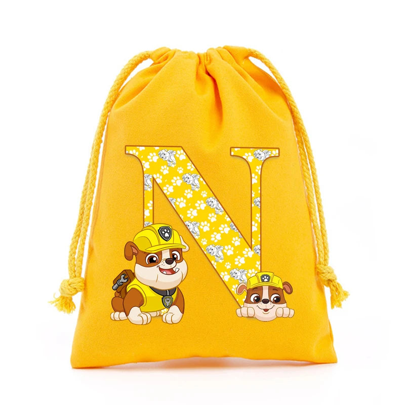 Paw Patrols Drawstring Storage Bag Rubble A-Z Letter Candy Gift Package Cartoon Key Pouch  Earphone Data Cable Dustproof Sacks