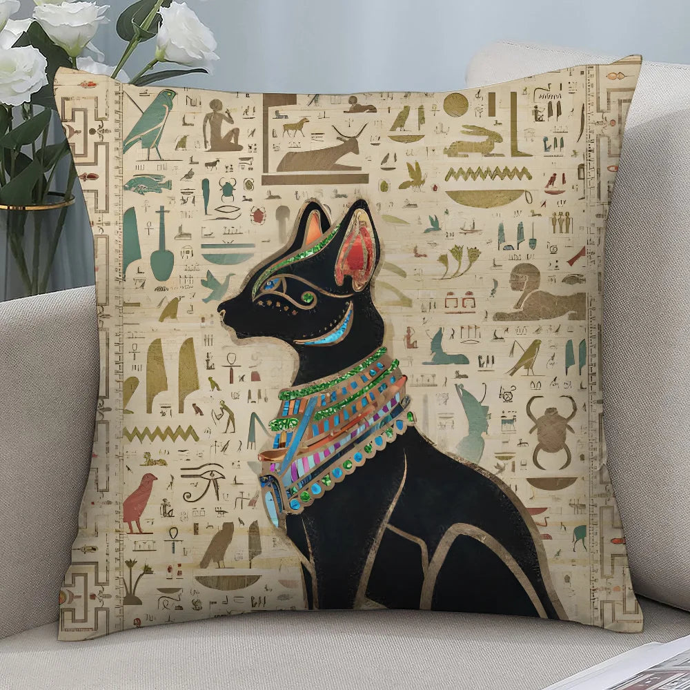 CLOOCL Ancient Egypt Anubis Pillow Case Short Plush Sofa Decorative Gift Home Double-sided Printing Cushion