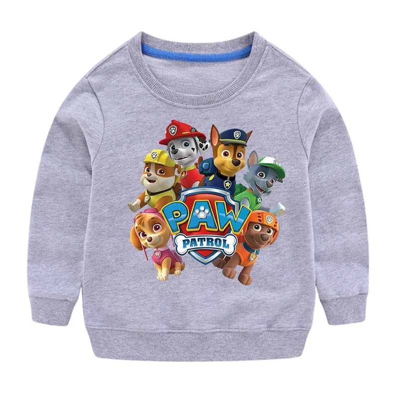 2024 Cute Paw Patrol Sport Casual Hooded Sweatshirt Cartoon Paw Patrol Patchwork Pullover Autumn Hood Sportswear Birthday Gifts