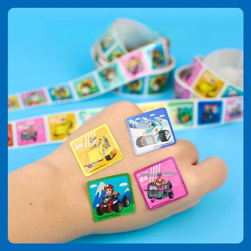 200PCS/Box Paw Patrol Cartoon Anime Stickers Kawaii DIY Stationery Cute Laser Sticker Portable Children's Reward Stickers Gift
