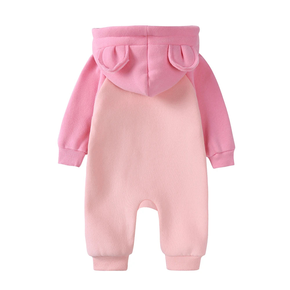 2025 Newborn Baby Romper Warm Clothes Winter Thicken Fleece Hooded Bear Onesie Toddler Boy Girl Jumpsuits Infant Pajamas