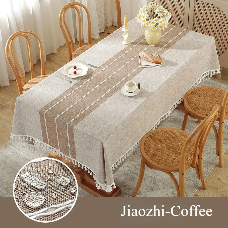 Cotton Blend Waterproof Tablecloth  Anti-oil Table Cover, Party Family Dinner Tablecloth for Kitchen Restaurant Wedding