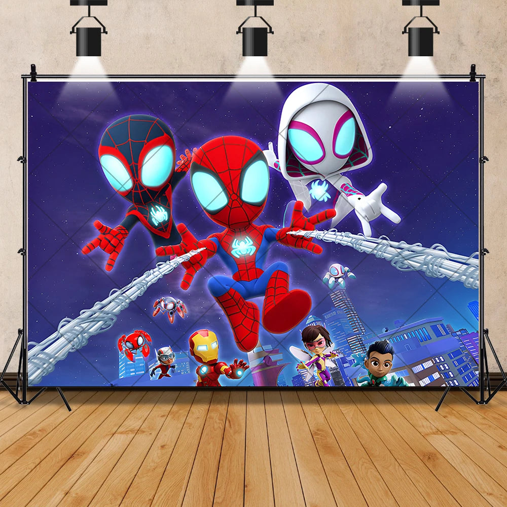Marvel Kid Spidey And His Amazing Friends Photography Background Custom SpiderMan Boy Birthday Party Baby Shower Decor Poster