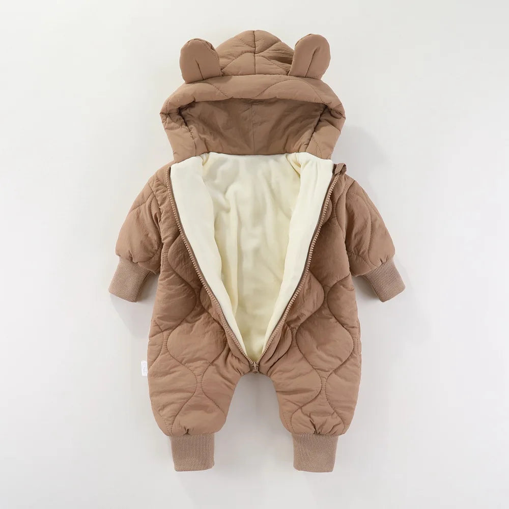 Baby Jumpsuit winter New plush and thick cotton clothing for Newborns crawling Clothes for infants and young baby outdoor clothe