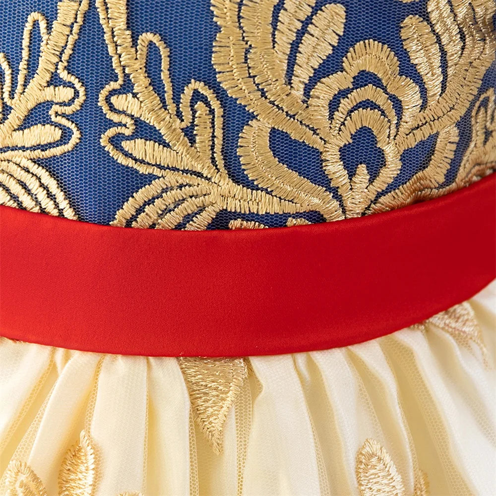 Snow White Girls Party Dress for Baby Carnival Halloween Cosplay Costumes Toddler Bow 1st Birthday Dresses Puff Sleeve Clothing