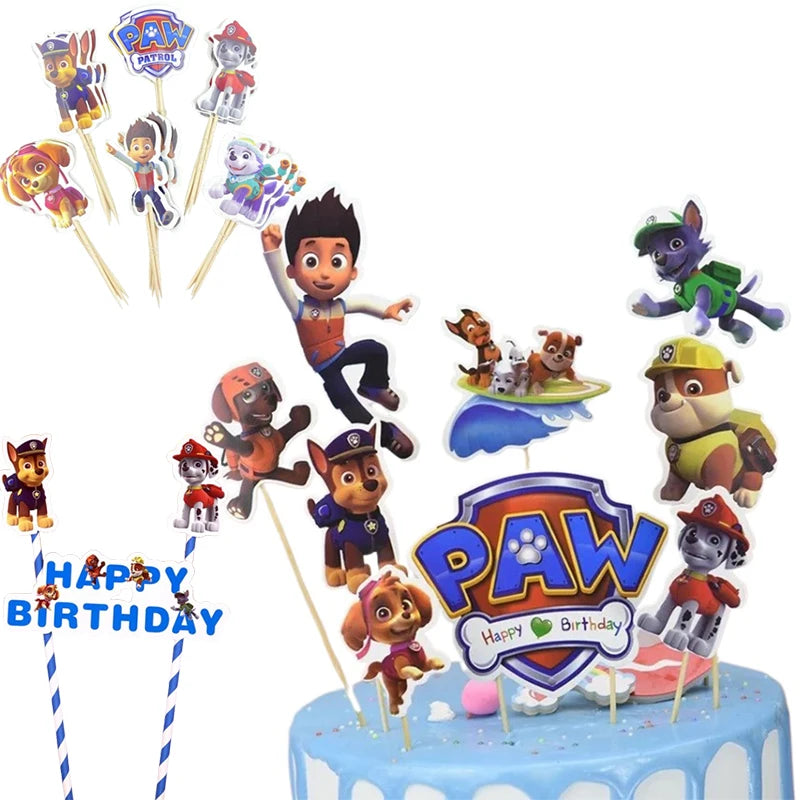 PAW Patrol Cake Topper Anime Kids Favor Party Cake Topper Cupcake Topper for Kid Birthday Decorations Baby Shower Supplies Gift