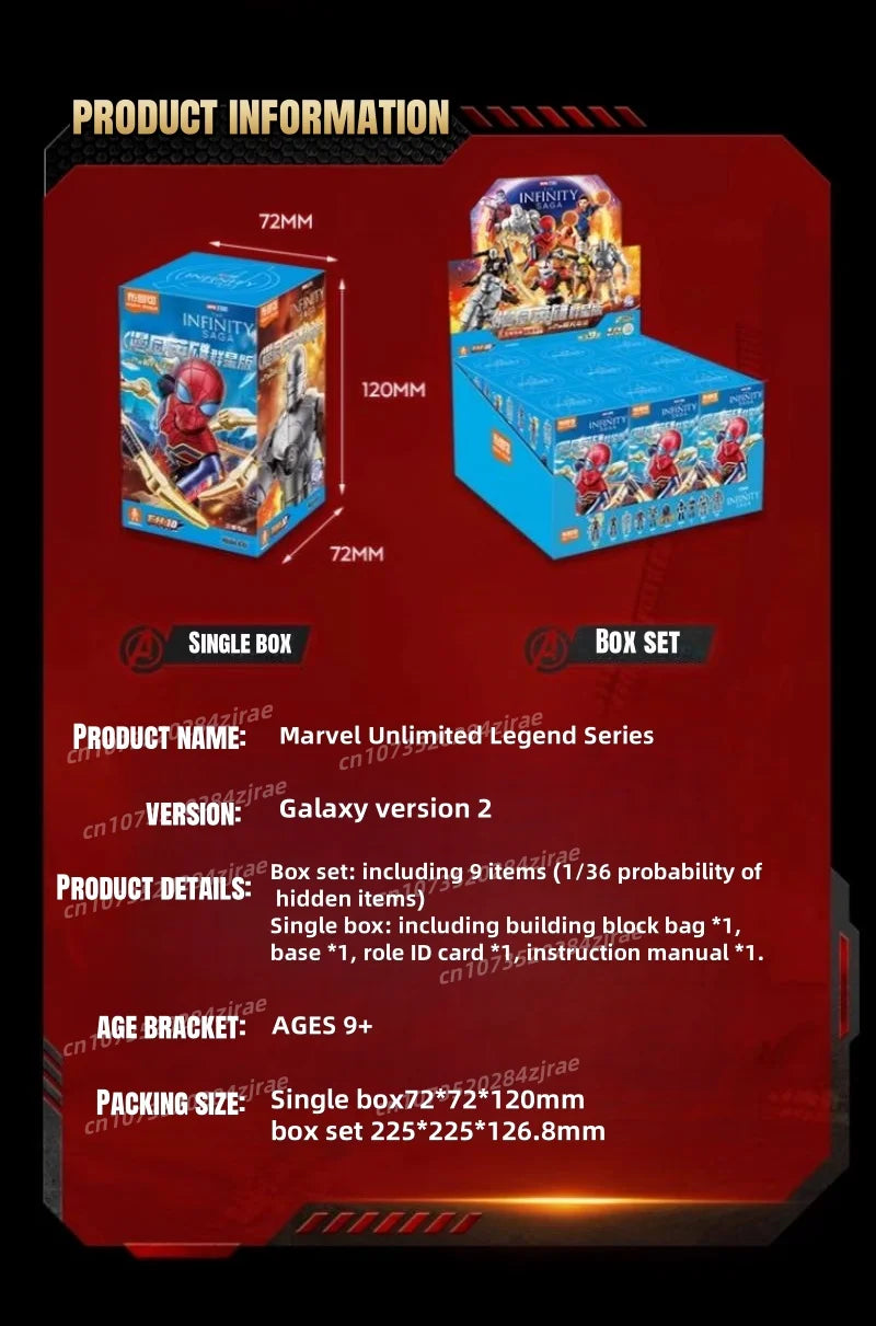 BLOKEES Marvel Building Blocks Galaxy Version 2 Unlimited Legend series Spider Man Iron Man Assembling Toy Model Ornaments Gifts