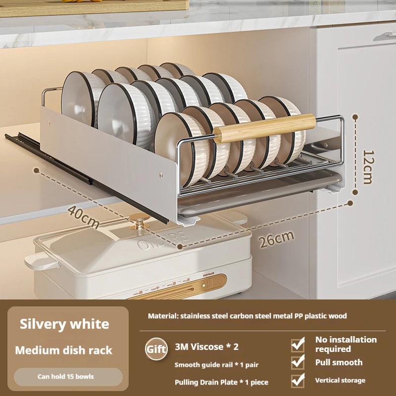 ZEXEF Kitchen Storage Box with Sliding Rail Pull-out Cabinet Storage Rack Spice Pantry Shelves Drawer Kitchen Organizer Basket