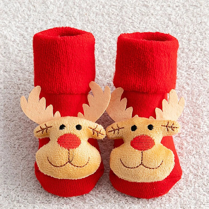 Baby Christmas Socks Kids Children's Socks for Girls Boys Non-slip Print Cotton Toddler for Newborns Infant Short Socks Clothing