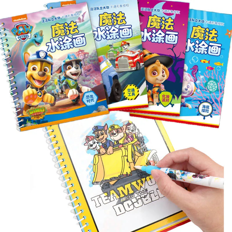 Paw Patrol Chase Reusable Coloring Book Magic Water Painting Books Sensory Children Early Education Toys Water Drawing Book Toy