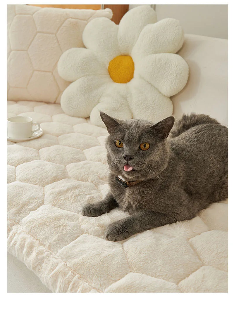 Nordic Thick Faux Mink Fur Sofa Cushion Autumn/winter Pet Friendly Non-Slip Sofa Cover Soft Furniture Protector for Living Room