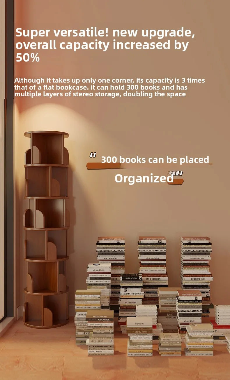 360 °   Bibliothèque rotative – Armoire de rangement mobile pour la maison et le salon
