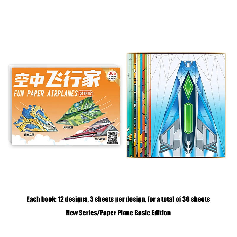 1set Paper Airplane Origami Belt Tutorial For Children Fun Handmade Three-dimensional Airplane For Baby Educational Toys