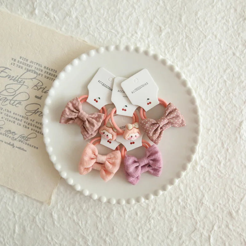 Elastic Hair Bow for Children, Children's Headwear, Hair Accessories for Girls, Cute Hair ties, Lovely Hair Rope, 10Pcs per Lot