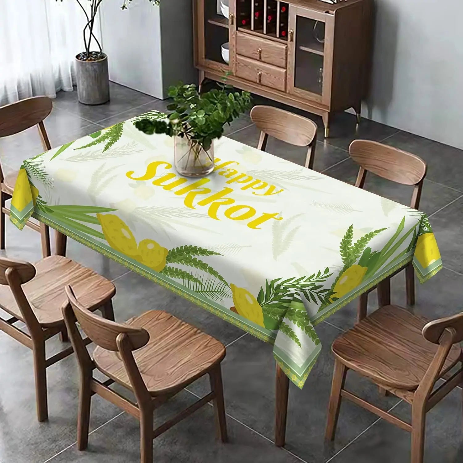 Sukkot Rectangle Tablecloth Sukkah Decor Jewish New Year Holiday Party Decor Etrog Lulav Kitchen Dining Tablecloth Sukkot Decor