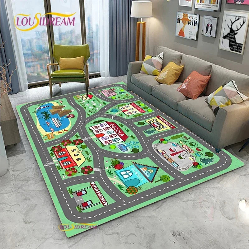 Alfombra Road Traffic Rout Map Carpet Living Room Sofa Coffee Table Bedroom Rugs Kitchen Kid Play Anti-slip floor Mat Home Decor