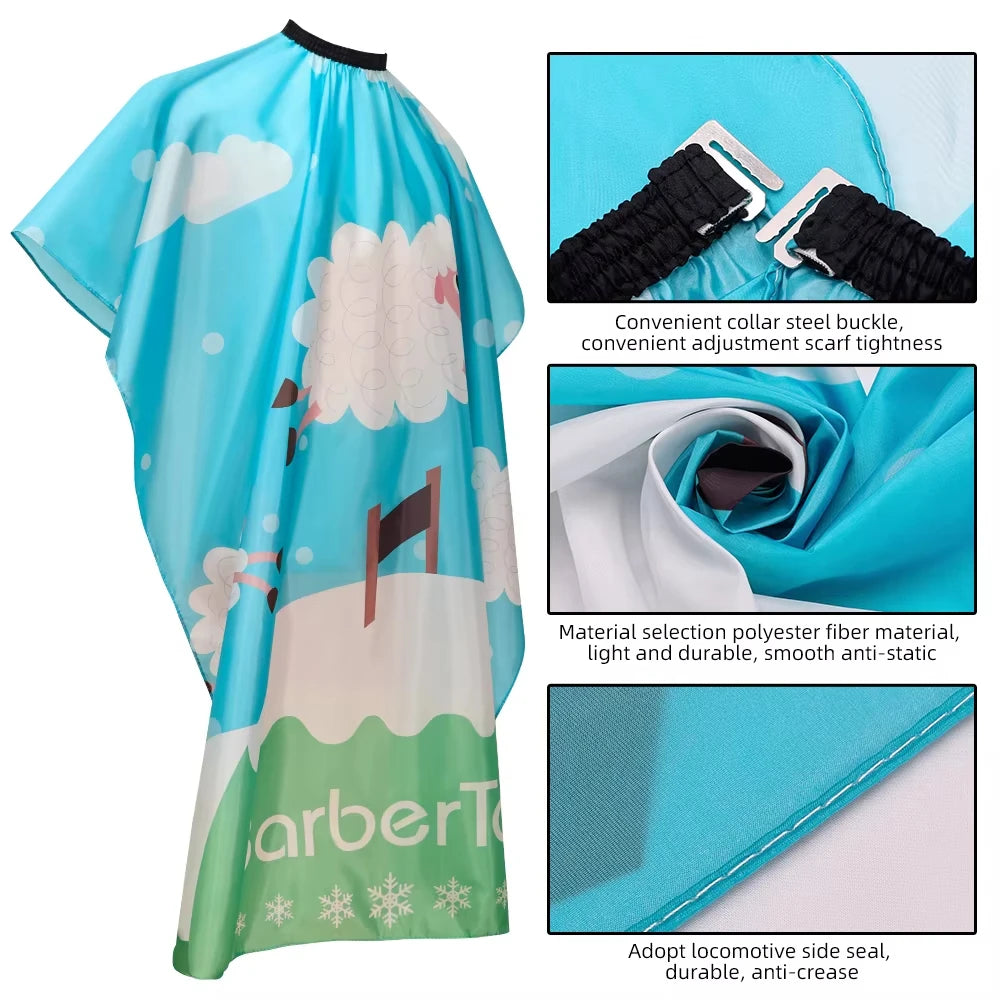 Children's Cute Cartoon Hairdressing Cape Hair Cut Styling Gown Barbershop Haircut Cape Hairdresser Cloth for Kids