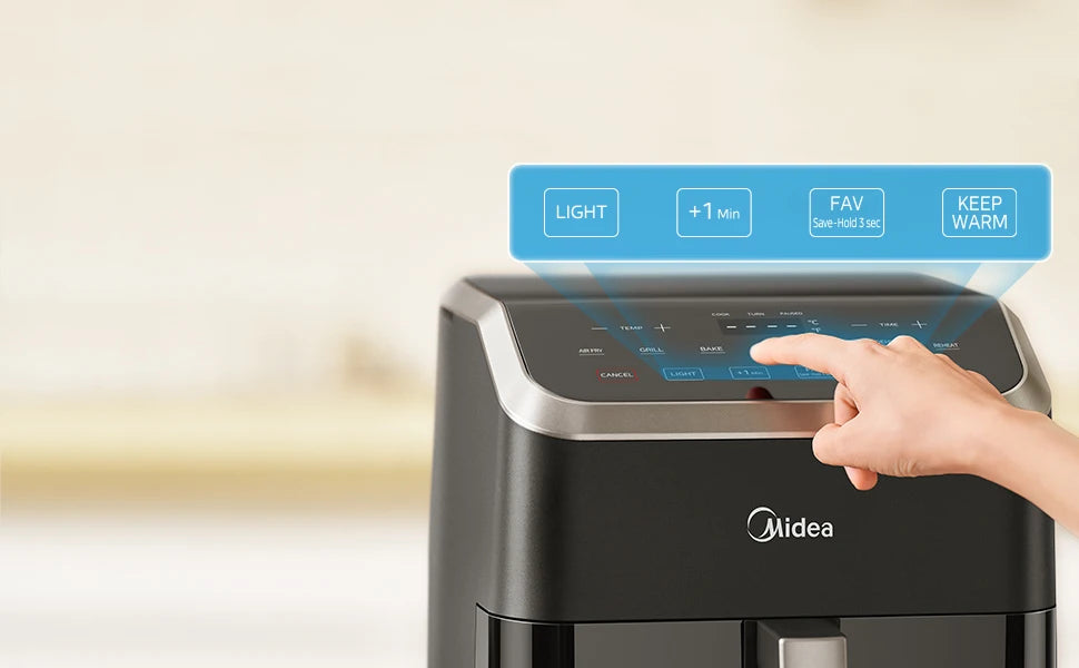 Midea Hot Air Fryer 7L Capacity, HeatXpress Technology, 90% Less Oil, Energy and Time Saving with 7 Presets, Easy-View Window